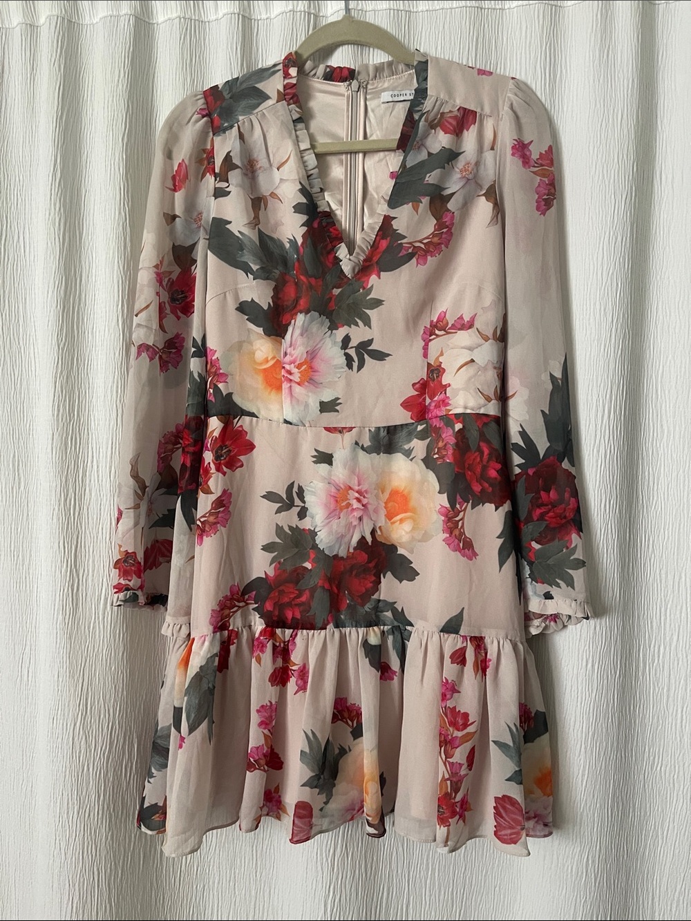 Long Sleeve Floral Tiered Dress in Blush by CARTER
